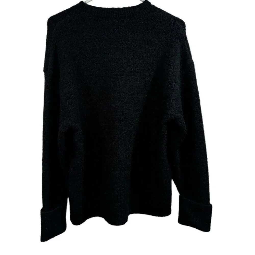 NWT LILLUSORY Womens Small Black Sweater Fuzzy Chunky Warm Pullover Comfortable - Picture 3 of 7